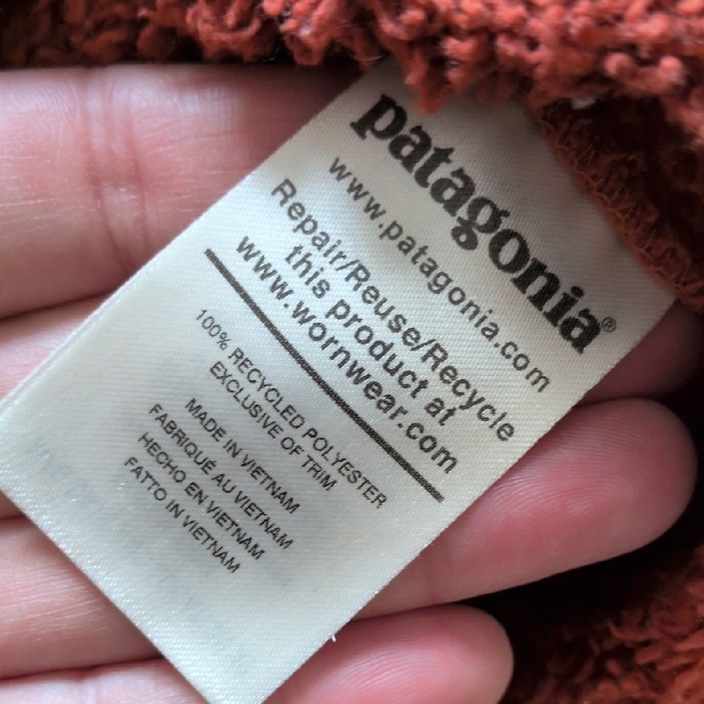 PATAGONIA I Los Gatos Burr Rust Orange Fleece Sherpa 1/4 Zip Pullover Top, L - Picture 9 of 13